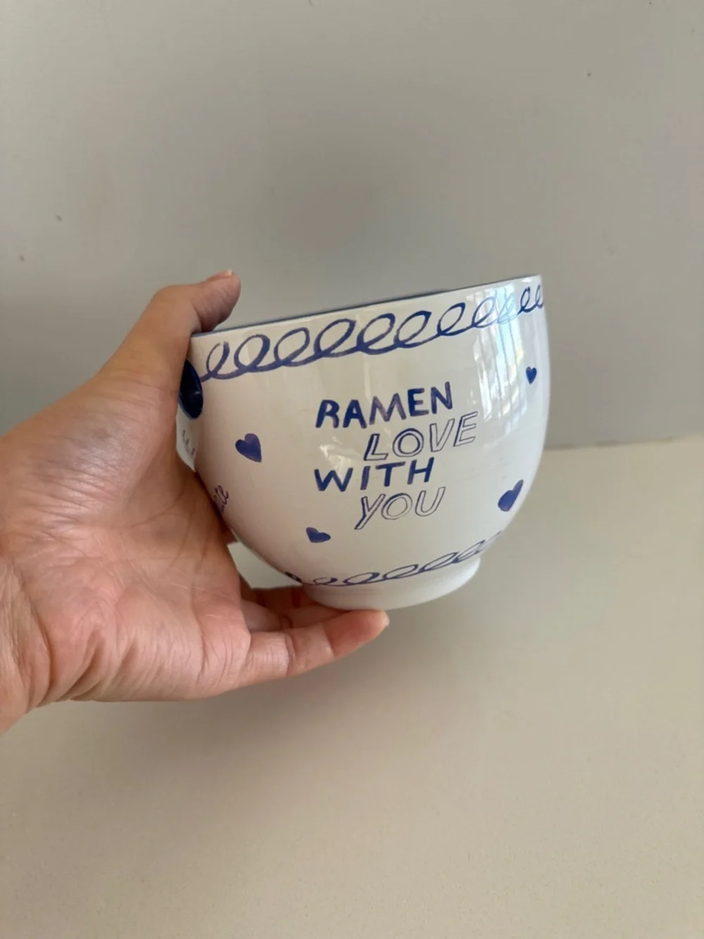 Urban Outfitters Blue and White Ramen Bowl